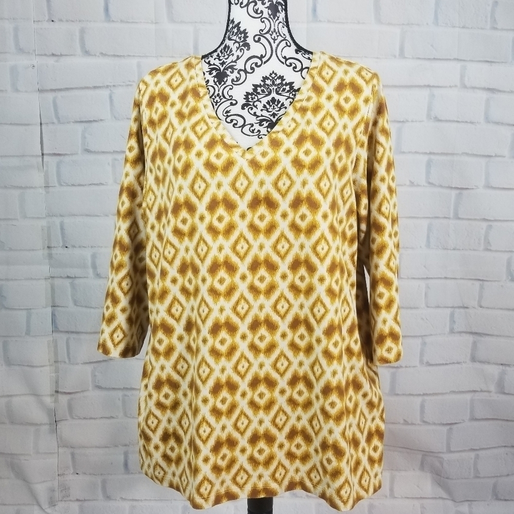 Denim & Co size 1x geo print long sleeves stretch